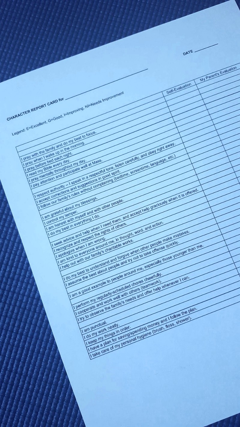 A Character Report Card for Catholic Homeschoolers